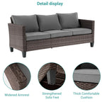 8-Piece PE Rattan Conversation Set Brown 3-Seat Sofa 2 Swivel Rockers 2 Chairs 2 Ottomans 1 Table