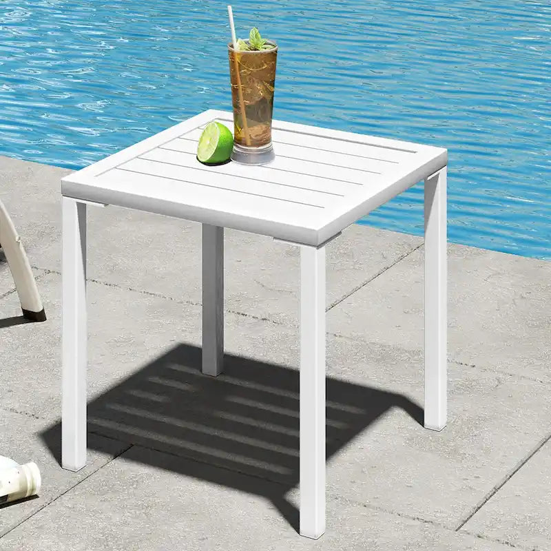 3-Piece Aluminum Chaise Lounge Set 2 Adjustable Chairs 1 Side Table