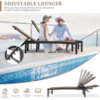 3-Piece Aluminum Chaise Lounge Set 2 Adjustable Chairs 1 Side Table