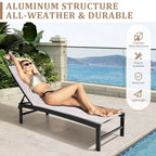 3-Piece Aluminum Chaise Lounge Set 2 Adjustable Chairs 1 Side Table