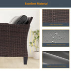 6-Piece PE Rattan Sofa Set Brown 3-Seat Sofa 2 Chairs 2 Ottomans 1 Table