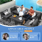 8-Piece Aluminum Sectional Set White Frame with Cushions 2 Corners 4 Armless 2 Tables
