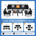 8-Piece Aluminum Sectional Set White Frame with Cushions 2 Corners 4 Armless 2 Tables