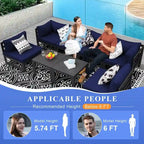 8-Piece Aluminum Sectional Set White Frame with Cushions 2 Corners 4 Armless 2 Tables