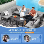 8-Piece Aluminum Sectional Set White Frame with Cushions 2 Corners 4 Armless 2 Tables