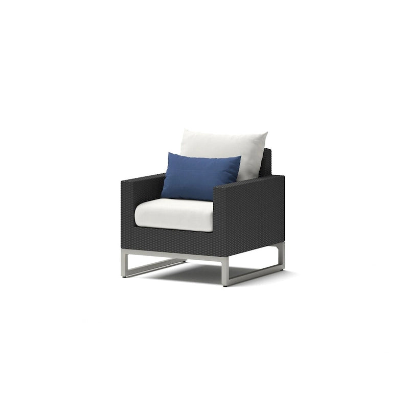 3-Piece Wicker Club Chair Set Espresso with Sunbrella Cushions 2 Chairs 1 Table
