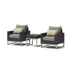 3-Piece Wicker Club Chair Set Espresso with Sunbrella Cushions 2 Chairs 1 Table