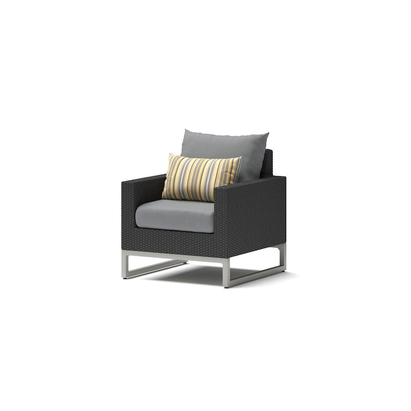 3-Piece Wicker Club Chair Set Espresso with Sunbrella Cushions 2 Chairs 1 Table
