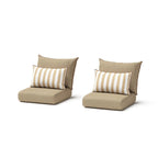 3-Piece Wicker Club Chair Set Espresso with Sunbrella Cushions 2 Chairs 1 Table