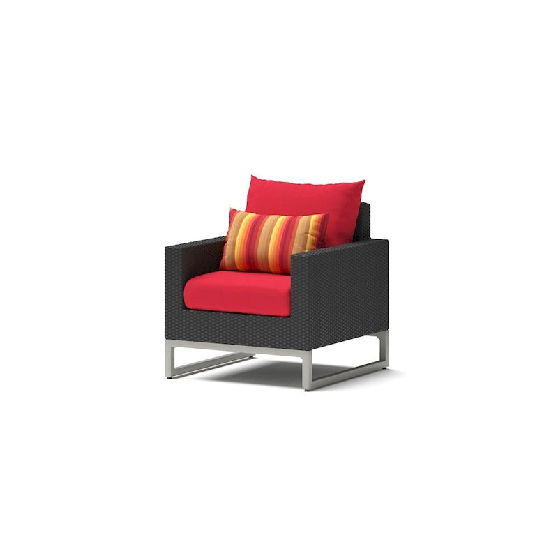 3-Piece Wicker Club Chair Set Espresso with Sunbrella Cushions 2 Chairs 1 Table