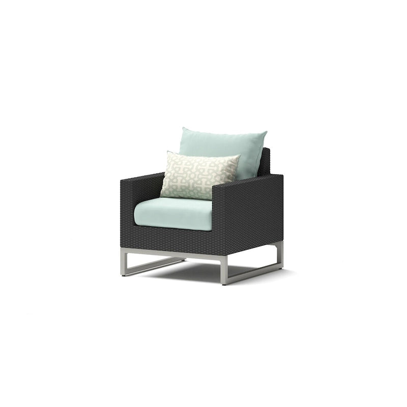 3-Piece Wicker Club Chair Set Espresso with Sunbrella Cushions 2 Chairs 1 Table