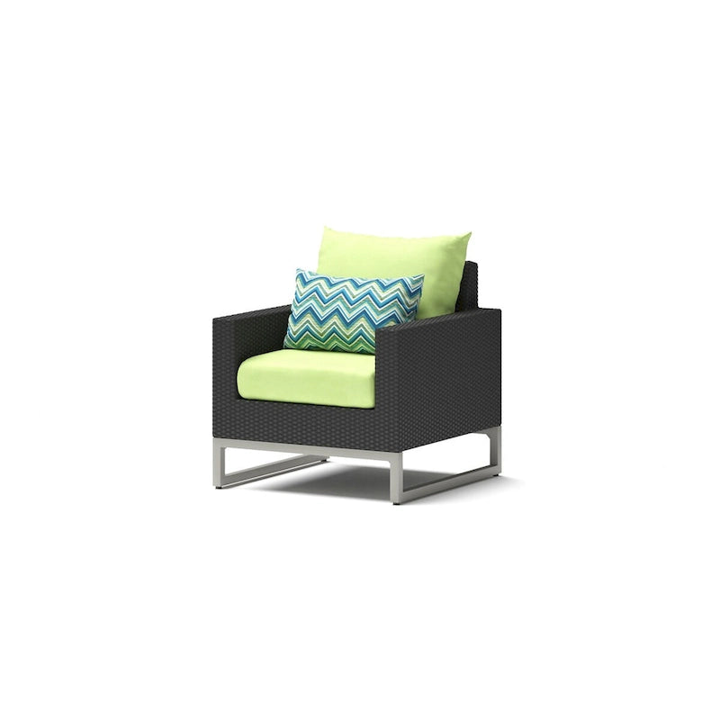 3-Piece Wicker Club Chair Set Espresso with Sunbrella Cushions 2 Chairs 1 Table