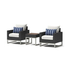 3-Piece Wicker Club Chair Set Espresso with Sunbrella Cushions 2 Chairs 1 Table