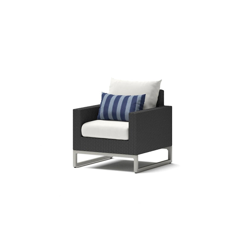 3-Piece Wicker Club Chair Set Espresso with Sunbrella Cushions 2 Chairs 1 Table