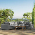 5-Piece Aluminum Sectional Sofa Set with Cushions 2 Armless 3 Corner Chairs