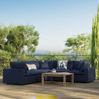 5-Piece Aluminum Sectional Sofa Set with Cushions 2 Armless 3 Corner Chairs