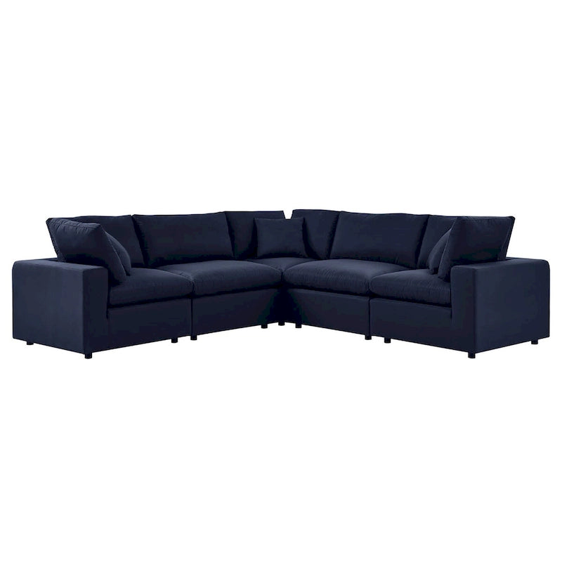 5-Piece Aluminum Sectional Sofa Set with Cushions 2 Armless 3 Corner Chairs