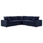 5-Piece Aluminum Sectional Sofa Set with Cushions 2 Armless 3 Corner Chairs