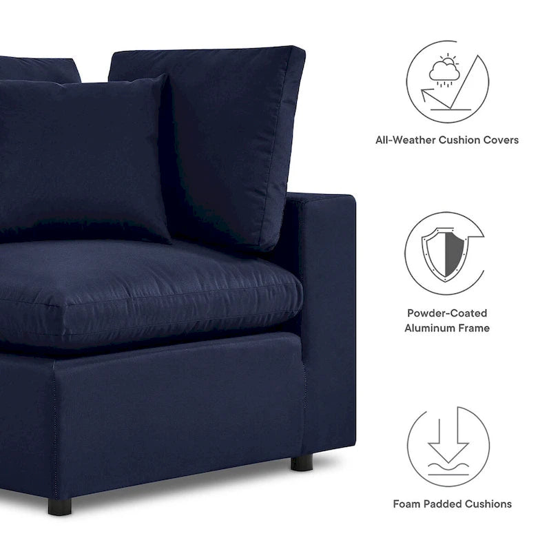 5-Piece Aluminum Sectional Sofa Set with Cushions 2 Armless 3 Corner Chairs