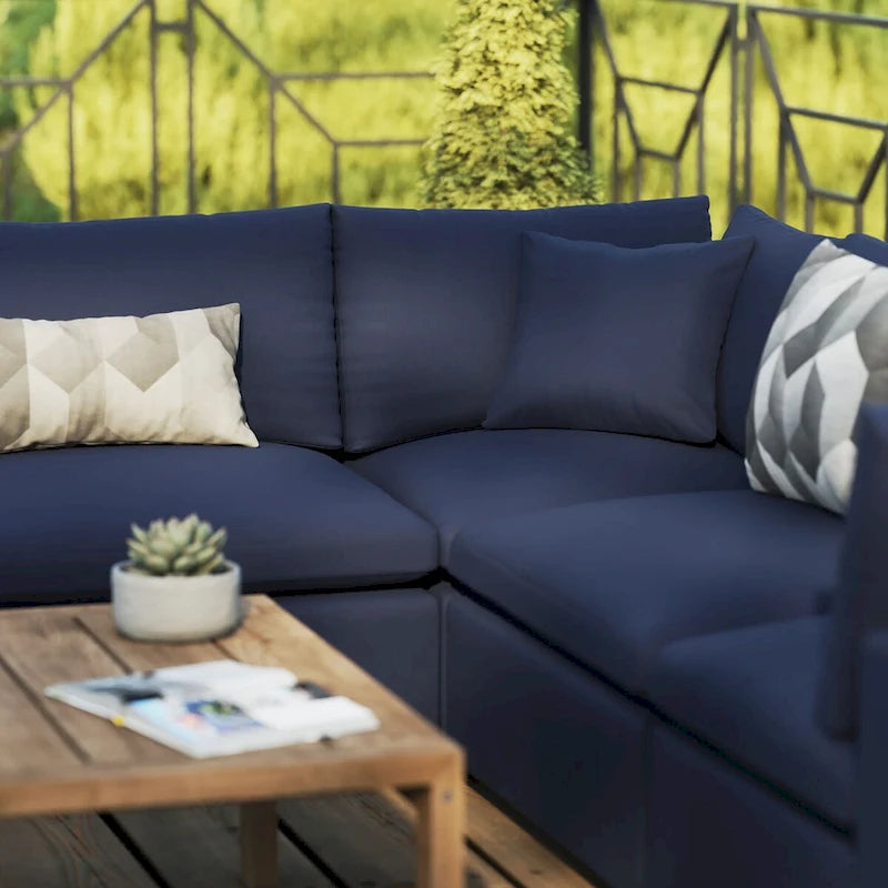 5-Piece Aluminum Sectional Sofa Set with Cushions 2 Armless 3 Corner Chairs