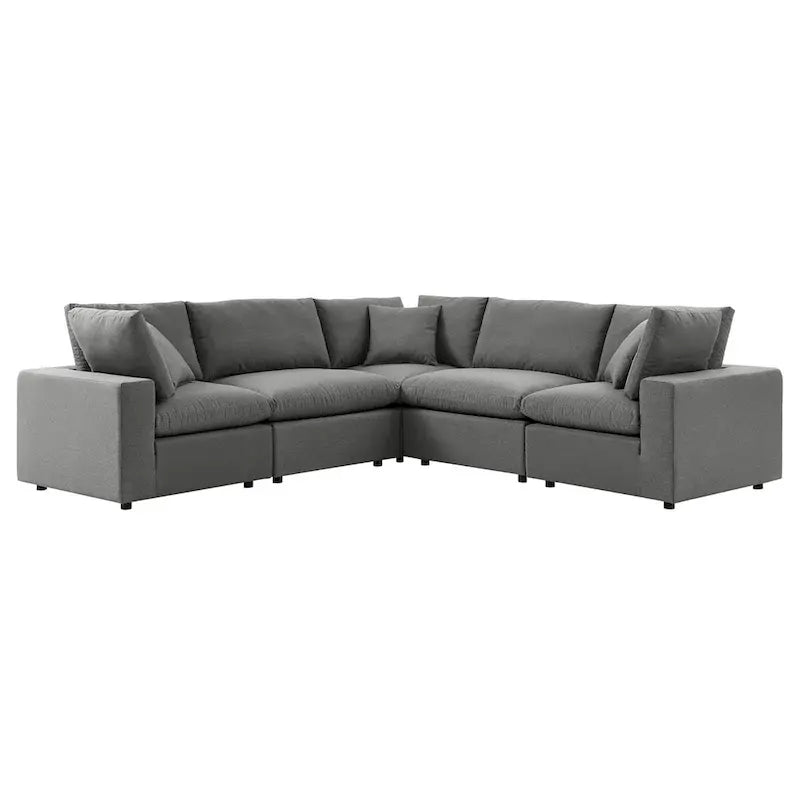 5-Piece Aluminum Sectional Sofa Set with Cushions 2 Armless 3 Corner Chairs