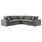 5-Piece Aluminum Sectional Sofa Set with Cushions 2 Armless 3 Corner Chairs
