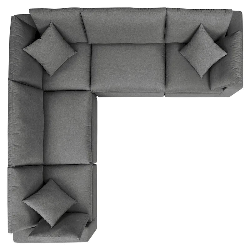 5-Piece Aluminum Sectional Sofa Set with Cushions 2 Armless 3 Corner Chairs