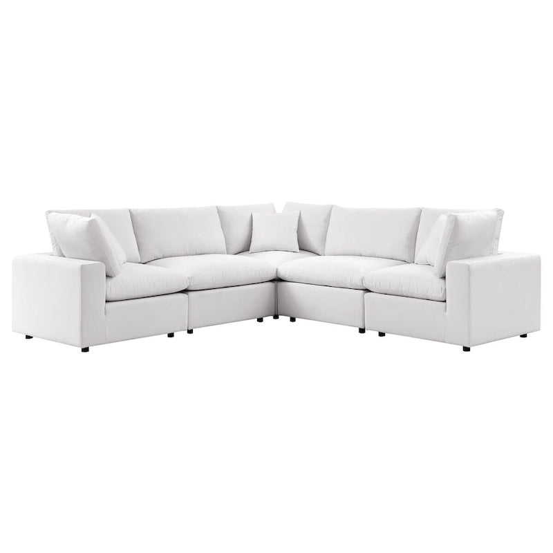 5-Piece Aluminum Sectional Sofa Set with Cushions 2 Armless 3 Corner Chairs