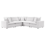 5-Piece Aluminum Sectional Sofa Set with Cushions 2 Armless 3 Corner Chairs