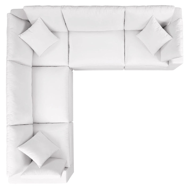 5-Piece Aluminum Sectional Sofa Set with Cushions 2 Armless 3 Corner Chairs