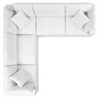 5-Piece Aluminum Sectional Sofa Set with Cushions 2 Armless 3 Corner Chairs