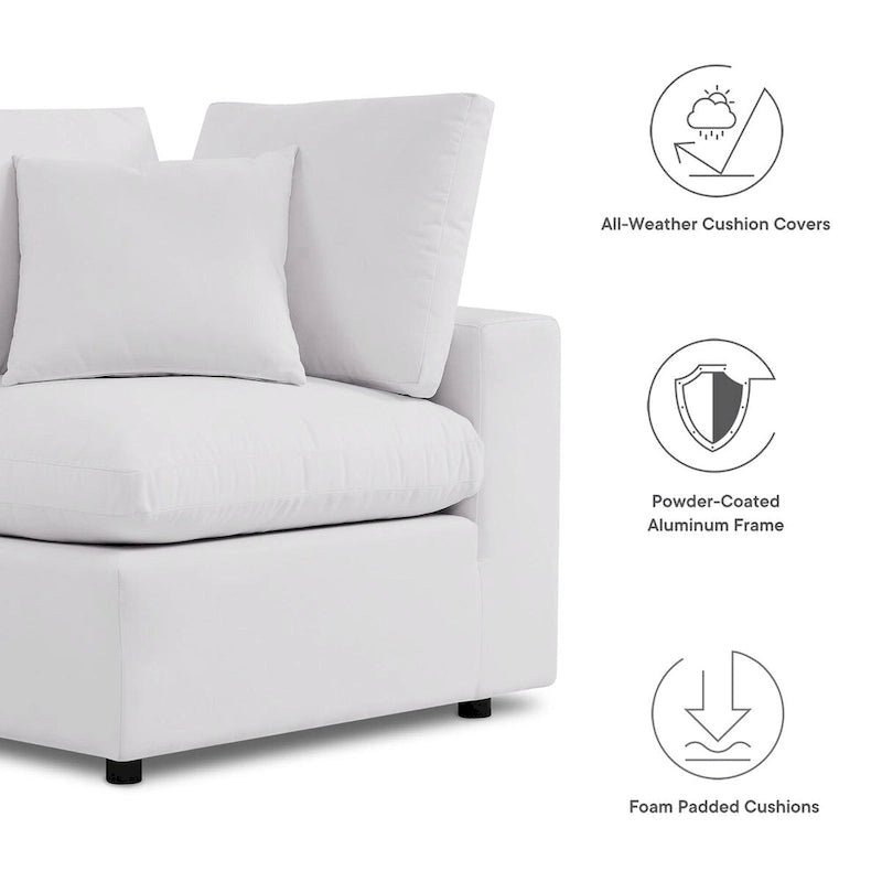5-Piece Aluminum Sectional Sofa Set with Cushions 2 Armless 3 Corner Chairs