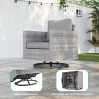 8-Piece PE Rattan Sofa Set Brown 3-Seat Sofa 2 Swivel Rockers 2 Chairs 2 Ottomans 1 Table