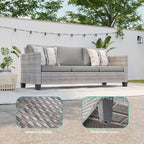 8-Piece PE Rattan Sofa Set Brown 3-Seat Sofa 2 Swivel Rockers 2 Chairs 2 Ottomans 1 Table