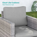 8-Piece PE Rattan Sofa Set Brown 3-Seat Sofa 2 Swivel Rockers 2 Chairs 2 Ottomans 1 Table