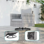 8-Piece PE Rattan Sofa Set Brown 3-Seat Sofa 2 Swivel Rockers 2 Chairs 2 Ottomans 1 Table