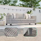 8-Piece PE Rattan Sofa Set Brown 3-Seat Sofa 2 Swivel Rockers 2 Chairs 2 Ottomans 1 Table