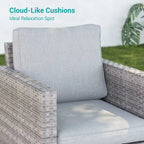 8-Piece PE Rattan Sofa Set Brown 3-Seat Sofa 2 Swivel Rockers 2 Chairs 2 Ottomans 1 Table