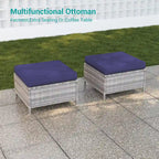 8-Piece PE Rattan Sofa Set Brown 3-Seat Sofa 2 Swivel Rockers 2 Chairs 2 Ottomans 1 Table