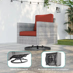 8-Piece PE Rattan Sofa Set Brown 3-Seat Sofa 2 Swivel Rockers 2 Chairs 2 Ottomans 1 Table
