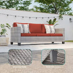 8-Piece PE Rattan Sofa Set Brown 3-Seat Sofa 2 Swivel Rockers 2 Chairs 2 Ottomans 1 Table