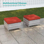 8-Piece PE Rattan Sofa Set Brown 3-Seat Sofa 2 Swivel Rockers 2 Chairs 2 Ottomans 1 Table