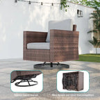 8-Piece PE Rattan Sofa Set Brown 3-Seat Sofa 2 Swivel Rockers 2 Chairs 2 Ottomans 1 Table