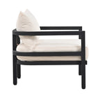 4-Piece Steel Sofa Set Black Frame with Cushions for 5 People 1 Loveseat 2 Chairs 1 Table