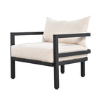 4-Piece Steel Sofa Set Black Frame with Cushions for 5 People 1 Loveseat 2 Chairs 1 Table