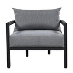 4-Piece Steel Sofa Set Black Frame with Cushions for 5 People 1 Loveseat 2 Chairs 1 Table