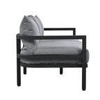 4-Piece Steel Sofa Set Black Frame with Cushions for 5 People 1 Loveseat 2 Chairs 1 Table