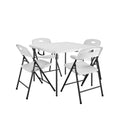 5-Piece Folding Table and Chair Set White for 4 People 36-inch Square Table