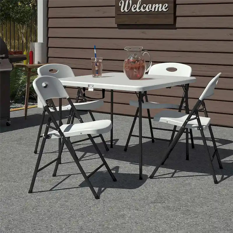COSCO XL 5-Piece Folding Indoor/Outdoor 36  Resin Table and Chair Set