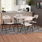 5-Piece Folding Table and Chair Set White for 4 People 36-inch Square Table